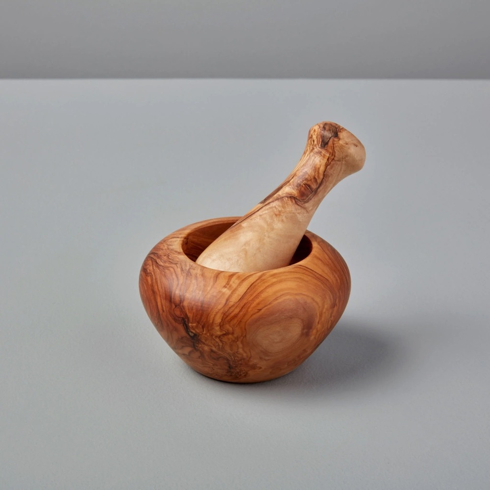 Be Home Olive Wood Mortar and Pestle